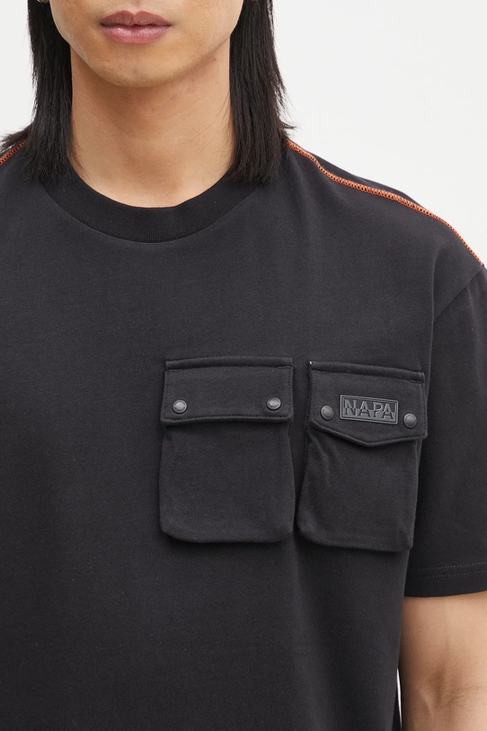 Napapijri t-shirt bawełniany S-Rivalto czarny NP0A4IEL9411