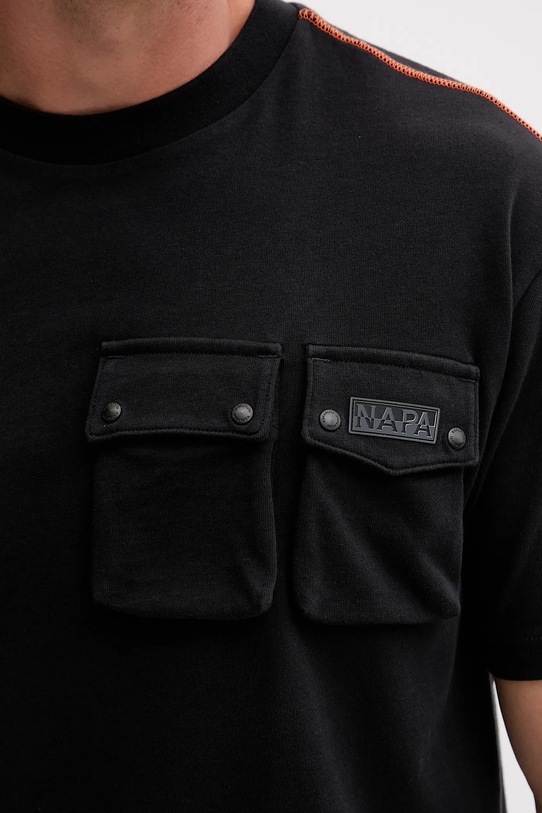 Napapijri pamut póló S-Rivalto NP0A4IEL9411 fekete