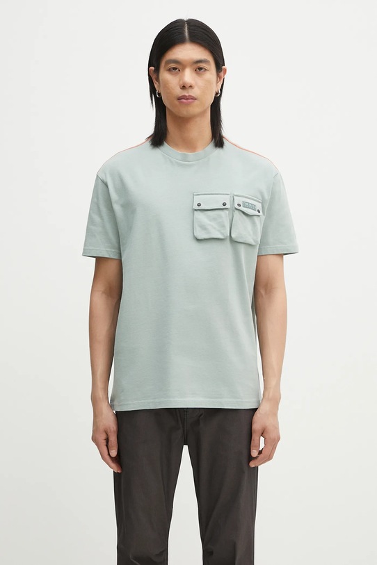 Napapijri t-shirt bawełniany S-Rivalto nadruk zielony NP0A4IELG1X1