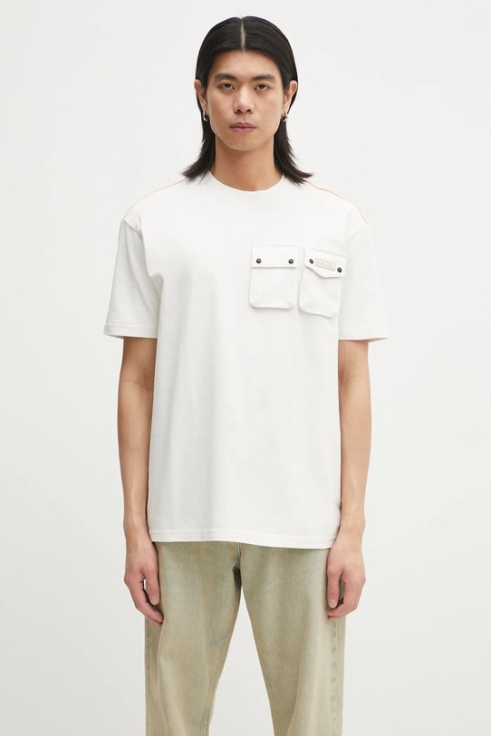 Napapijri t-shirt bawełniany S-Rivalto nadruk biały NP0A4IELN1A1