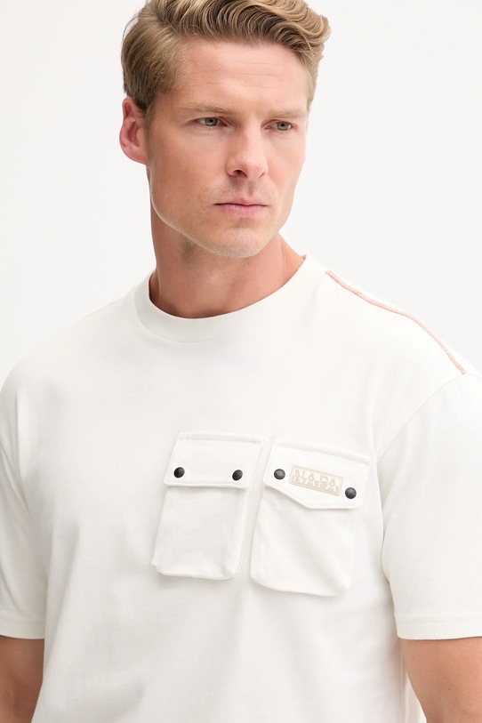 Βαμβακερό μπλουζάκι Napapijri S-Rivalto μπεζ NP0A4IELN1A1