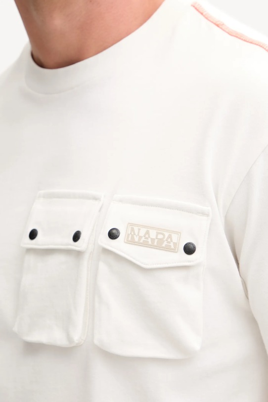 Βαμβακερό μπλουζάκι Napapijri S-Rivalto NP0A4IELN1A1 μπεζ