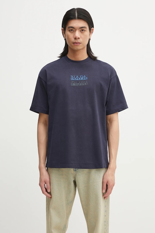 Napapijri tricou din bumbac S-Cortona print bleumarin NP0A4ILQ1761