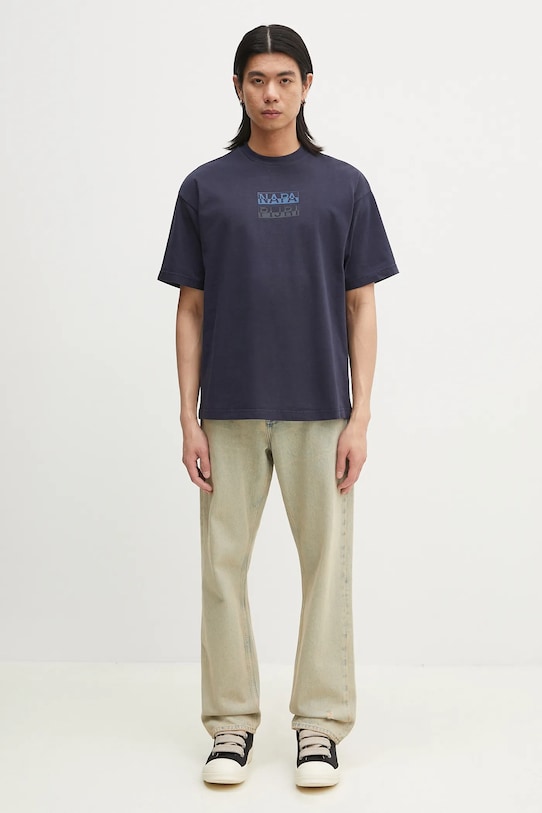 Napapijri tricou din bumbac S-Cortona NP0A4ILQ1761 bleumarin