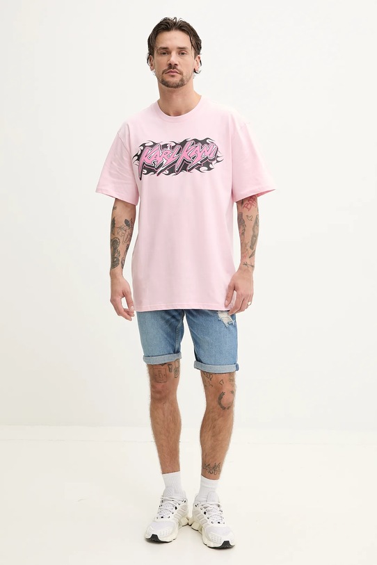 Bombažna kratka majica Karl Kani 60300354 roza SS25