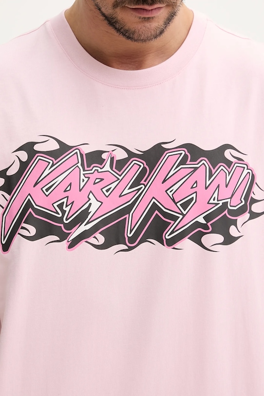 Bombažna kratka majica Karl Kani roza 60300354