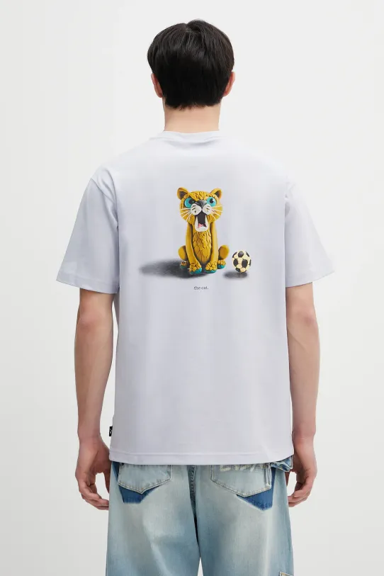 Puma t-shirt bawełniany GRAPHICS The Puma Cat Tee nadruk niebieski 629411