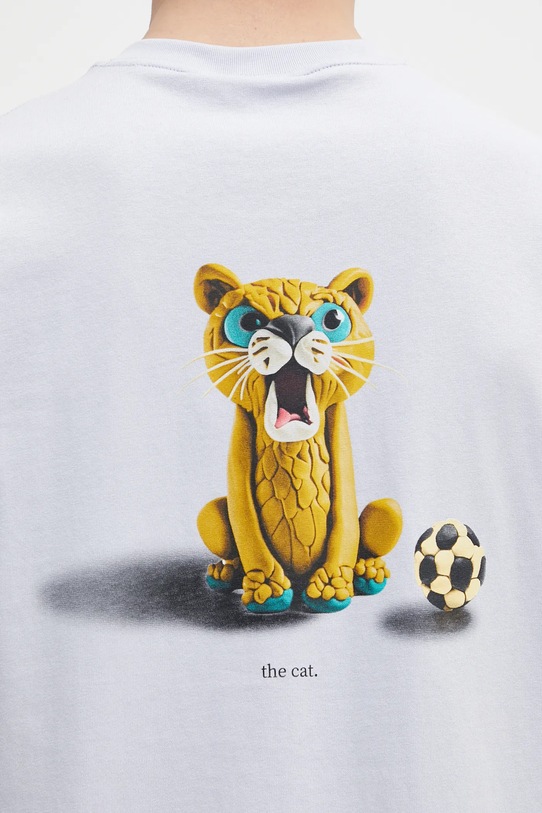 Puma t-shirt bawełniany GRAPHICS The Puma Cat Tee niebieski 629411