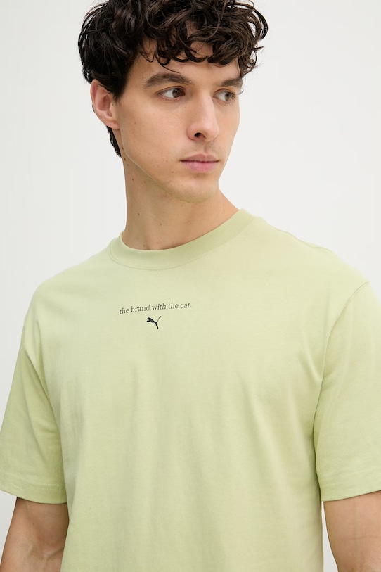 Puma T-shirt męski bawełniany GRAPHICS The Puma Cat Tee zielony 629411