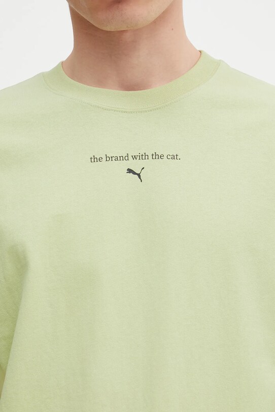 Bavlněné tričko Puma GRAPHICS The Puma Cat Tee zelená 629411