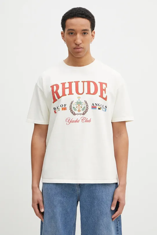 RHUDE cotton t-shirt Bay Of Angels relaxed beige RHPS25TT01012