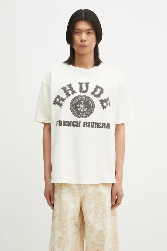RHUDE cotton t-shirt French Riviera cotton beige RHPS25TT08012