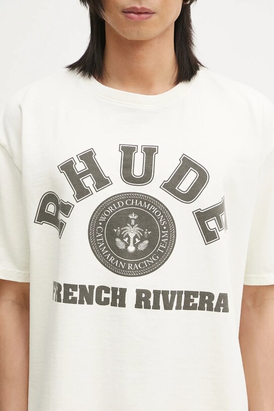 RHUDE tricou din bumbac French Riviera bej RHPS25TT08012