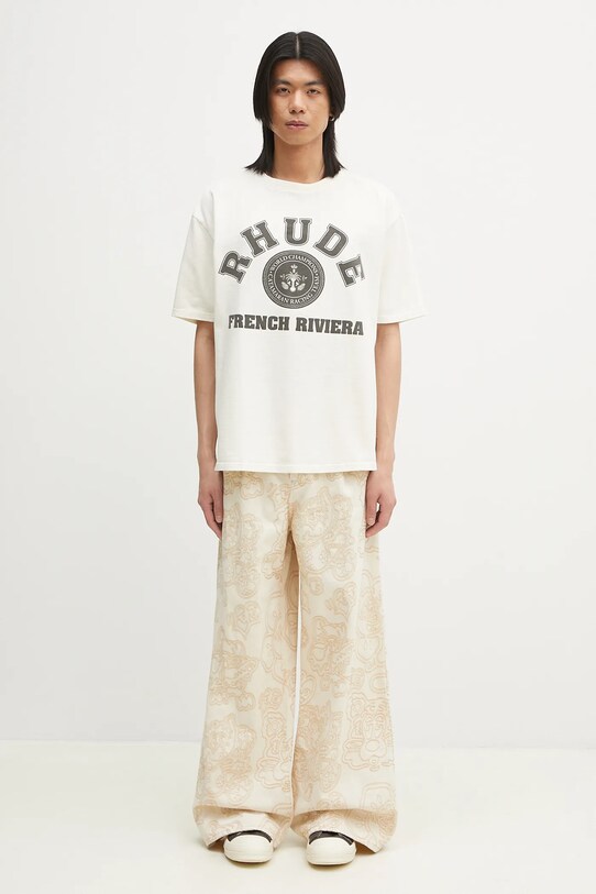 RHUDE tricou din bumbac French Riviera RHPS25TT08012 bej