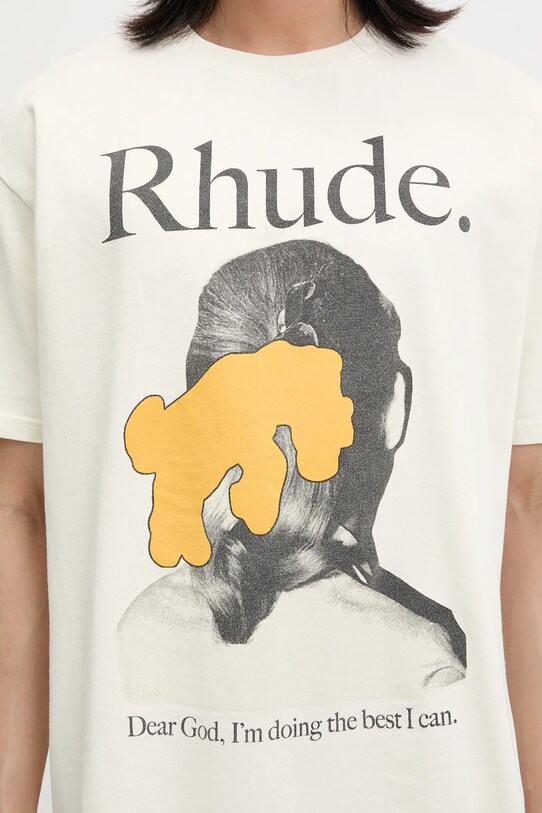 RHUDE t-shirt bawełniany Ponytail beżowy RHSS25TT08012