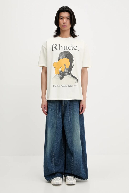 RHUDE t-shirt bawełniany Ponytail RHSS25TT08012 beżowy