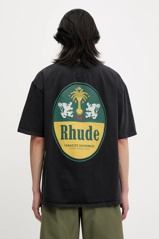 Odzież RHUDE t-shirt bawełniany Tabaco RHSS25TT09012 czarny
