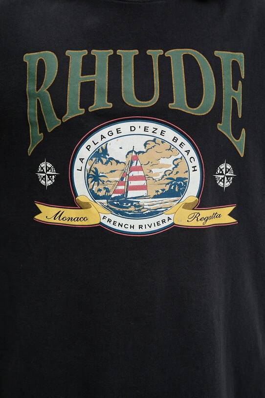 RHUDE t-shirt bawełniany Monaco Regatta czarny RHSS25TT13012