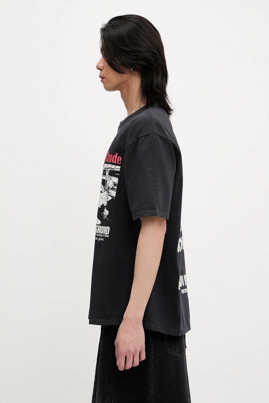 RHUDE t-shirt bawełniany Champions Du Monde RHSS25TT14012 czarny SS25