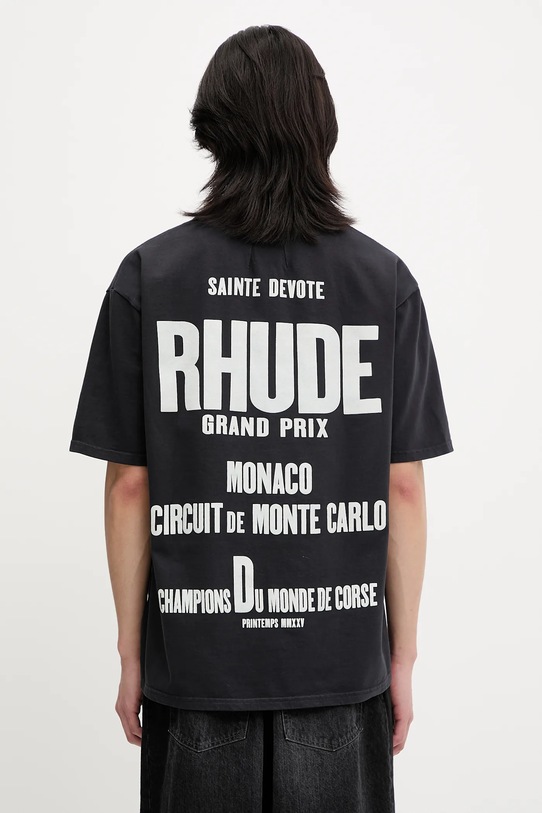 Clothing RHUDE cotton t-shirt Champions Du Monde RHSS25TT14012 black