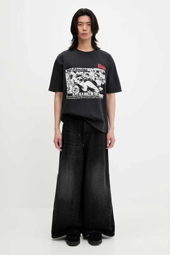 RHUDE t-shirt bawełniany Champions Du Monde RHSS25TT14012 czarny