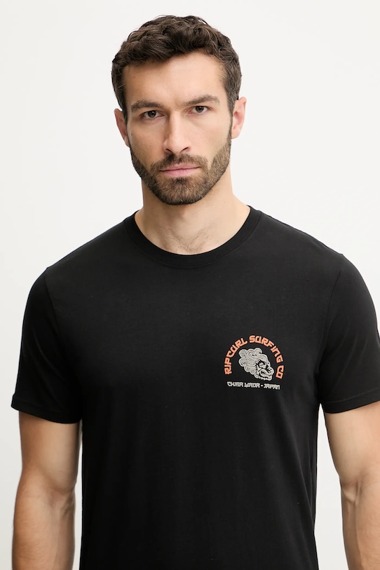 Rip Curl tricou din bumbac DESTI ANIMALS negru 0OHMTE