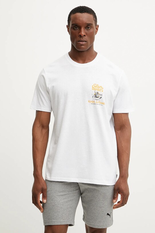 Rip Curl tricou SHAPER ADDRESS print alb 0Q7MTE