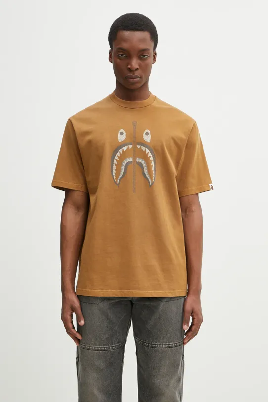 Pamučna majica A Bathing Ape Garment Dye Shark Relaxed Fit relaxed smeđa 1K80109316