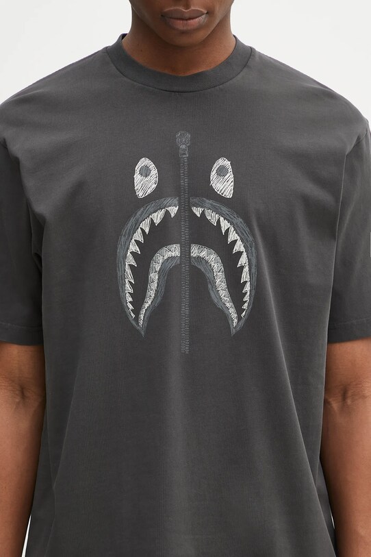 A Bathing Ape cotton t-shirt Garment Dye Shark Relaxed Fit black 1K80109316