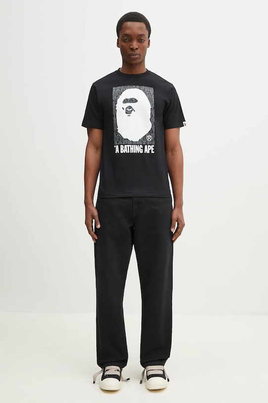 Pamučna majica A Bathing Ape Lux Sport Pattern Box Ape Head 1K80110048 crna