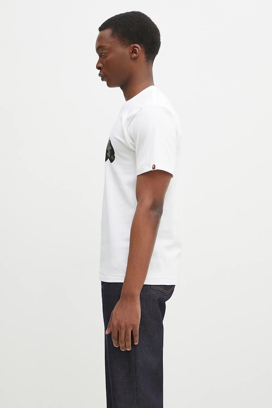 A Bathing Ape tricou din bumbac 1St Camo Milo On Bape 2K80110005 alb SS25