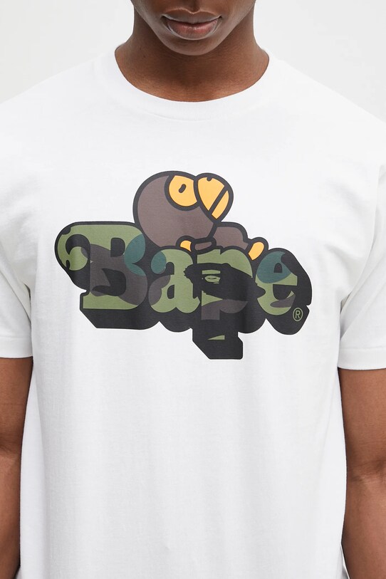 A Bathing Ape tricou din bumbac 1St Camo Milo On Bape alb 2K80110005