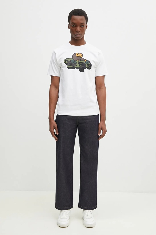 A Bathing Ape tricou din bumbac 1St Camo Milo On Bape 2K80110005 alb