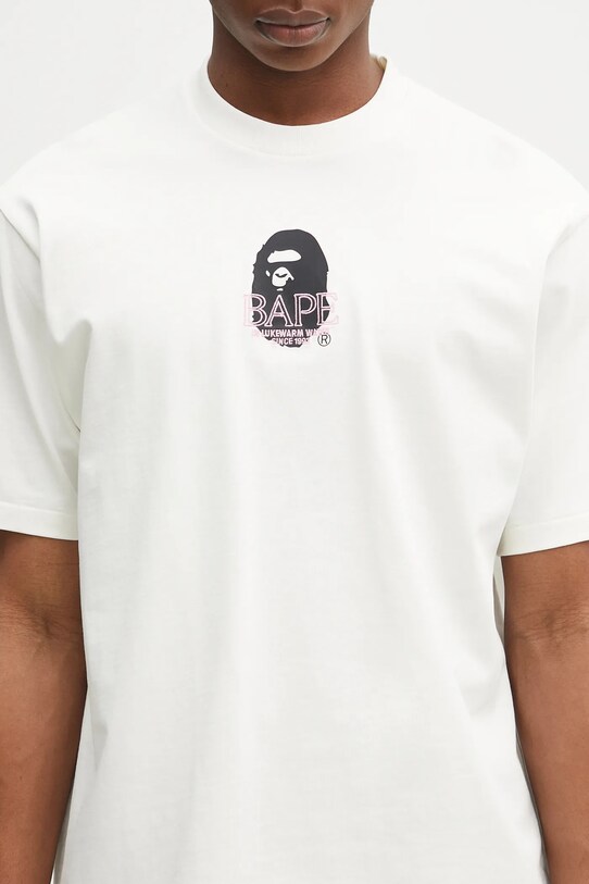 A Bathing Ape t-shirt in cotone Ape Head beige 1L30110305