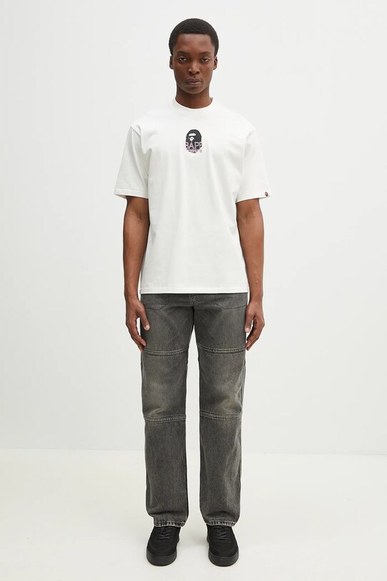 A Bathing Ape t-shirt in cotone Ape Head 1L30110305 beige
