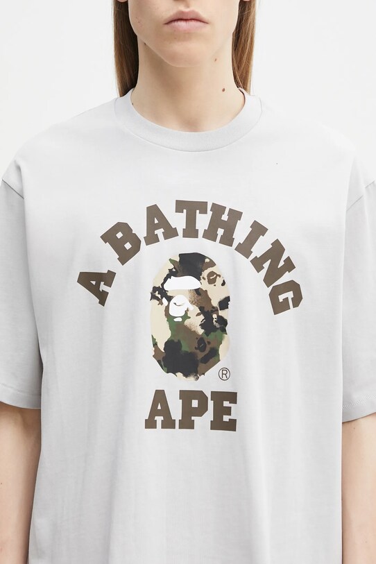 Pamučna majica A Bathing Ape Map Camo College siva 1L30110323