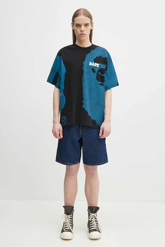 A Bathing Ape t-shirt bawełniany Water Print College 1L30109339 czarny