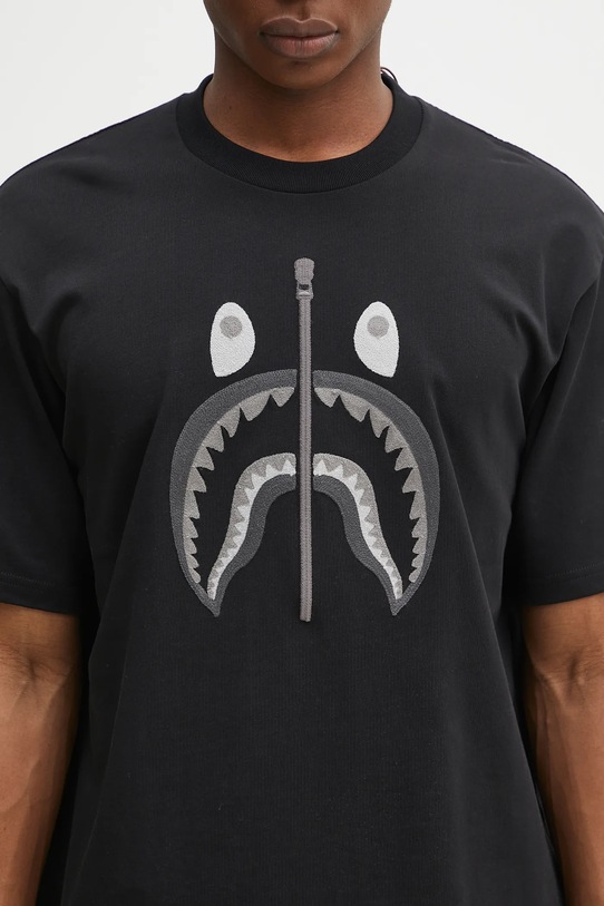 A Bathing Ape t-shirt in cotone Chain Stitch Shark nero 1L30109343