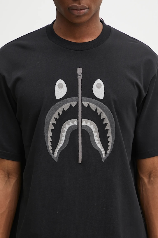 A Bathing Ape t-shirt bawełniany Chain Stitch Shark czarny 1L30109343