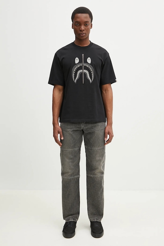 A Bathing Ape t-shirt bawełniany Chain Stitch Shark 1L30109343 czarny