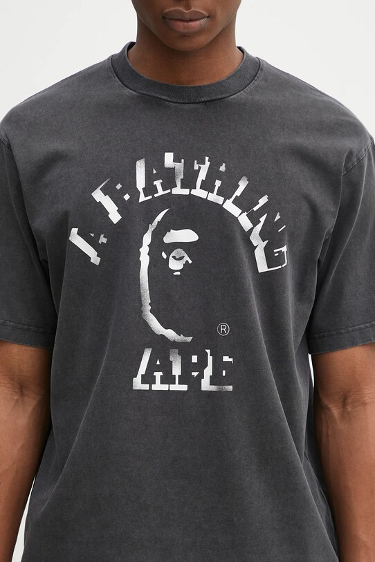 A Bathing Ape cotton t-shirt Garment Dye Spray Print College black 1L30109345