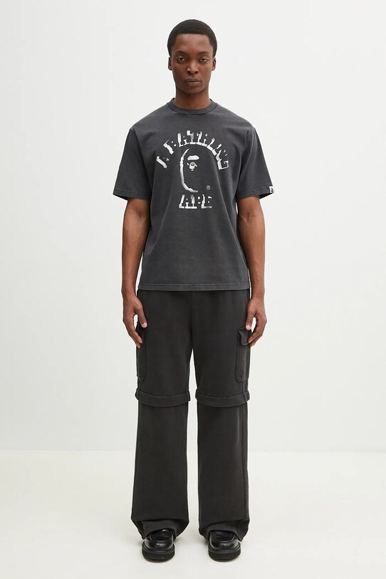 A Bathing Ape cotton t-shirt Garment Dye Spray Print College 1L30109345 black