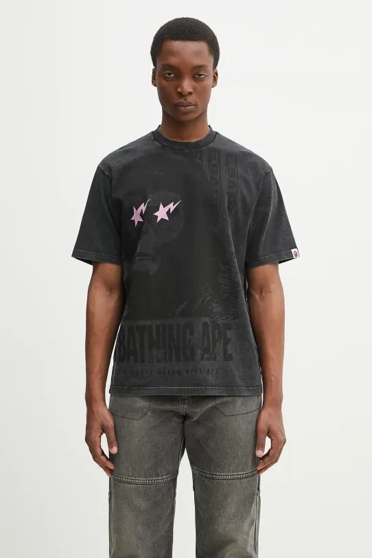 Bavlnené tričko A Bathing Ape Garment Dye Multi Logo relaxed čierna 1L30109346