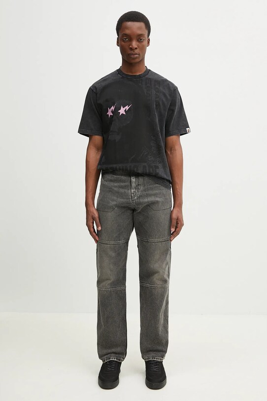 Bavlnené tričko A Bathing Ape Garment Dye Multi Logo 1L30109346 čierna