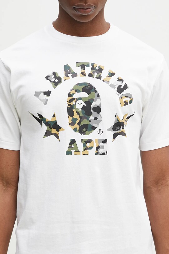Pamučna majica A Bathing Ape 1St Camo Crazy Sta College bijela 1L30110016