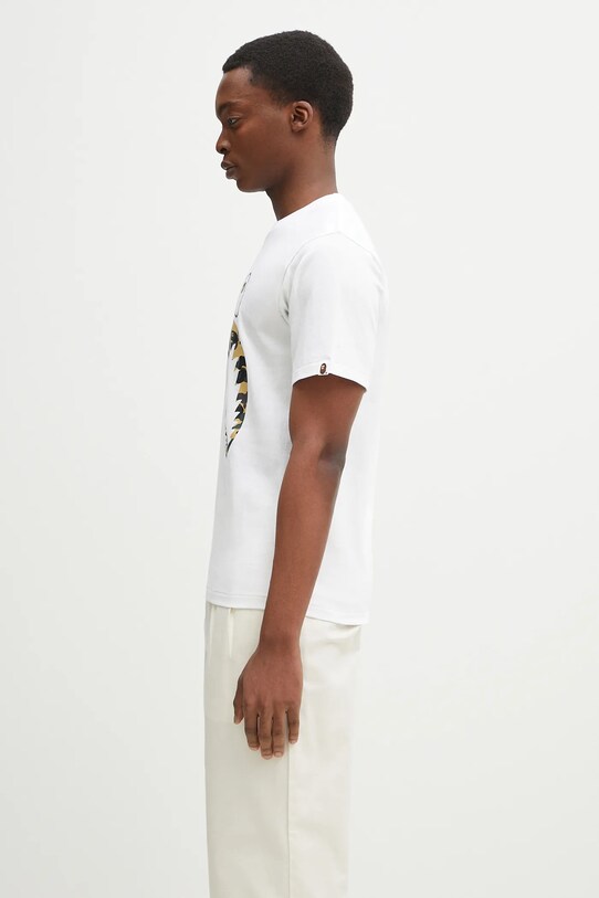 A Bathing Ape t-shirt bawełniany 1St Camo Separate Shark 1L30110018 biały SS25