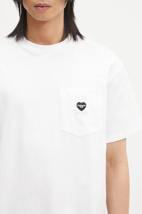 Памучна тениска Carhartt WIP S/S Pocket Heart T-Shirt бял I032128.00AXX