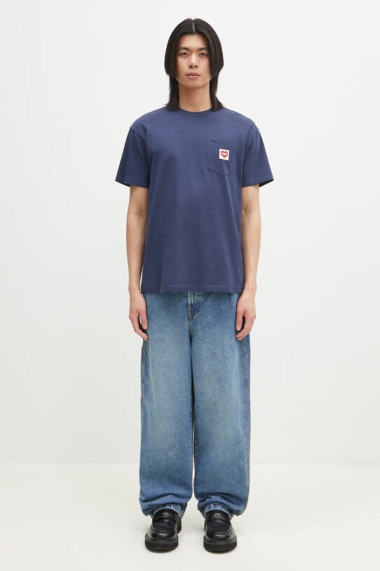 Памучна тениска Carhartt WIP S/S Pocket Heart T-Shirt I032128.01XX тъмносин