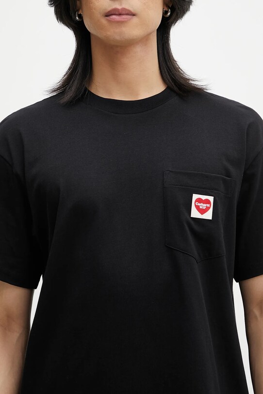 Хлопковая футболка Carhartt WIP S/S Pocket Heart T-Shirt чёрный I032128.1V2XX