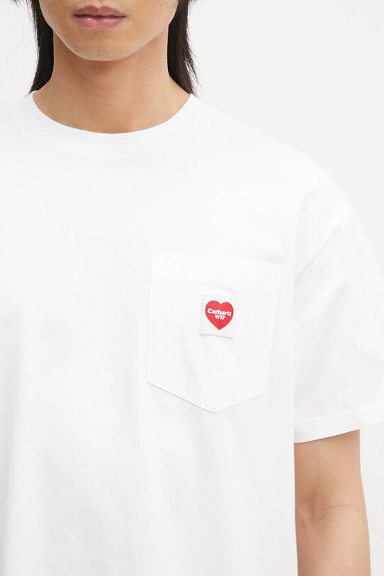 Carhartt WIP t-shirt bawełniany S/S Pocket Heart T-Shirt biały I032128.1WZXX